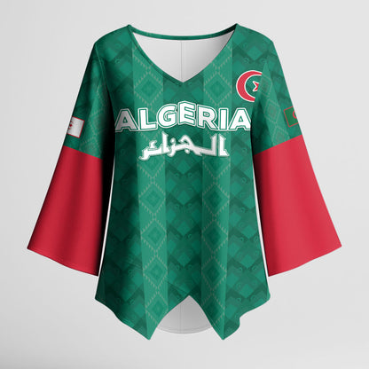 Custom Algeria Football 2026 Kimono Sleeve Blouse Algerian Geometric Patterns