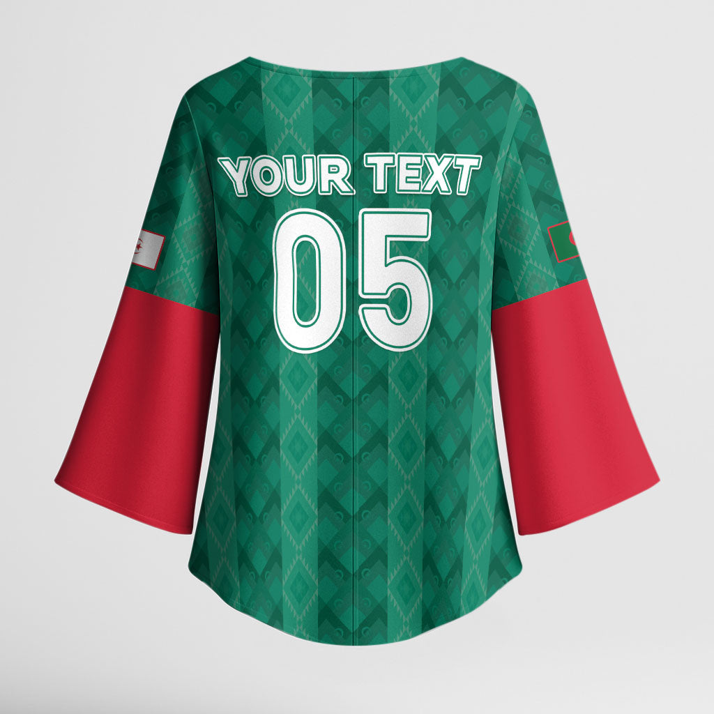 Custom Algeria Football 2026 Kimono Sleeve Blouse Algerian Geometric Patterns