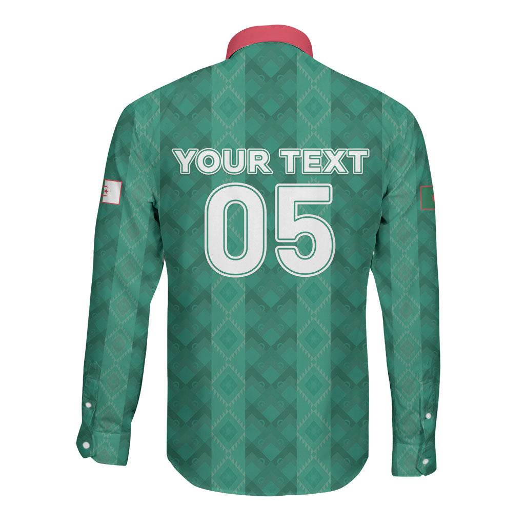 Custom Algeria Football 2026 Long Sleeve Button Shirt Algerian Geometric Patterns