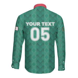 Custom Algeria Football 2026 Long Sleeve Button Shirt Algerian Geometric Patterns