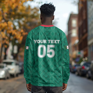 Custom Algeria Football 2026 Long Sleeve Shirt Algerian Geometric Patterns