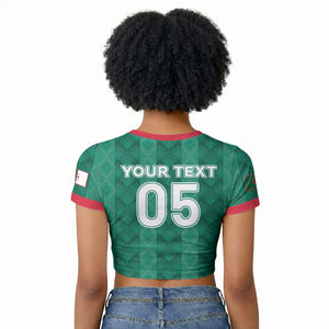Custom Algeria Football 2026 Raglan Cropped T shirt Algerian Geometric Patterns
