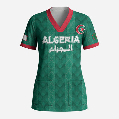 Custom Algeria Football 2026 Scrub Top Algerian Geometric Patterns