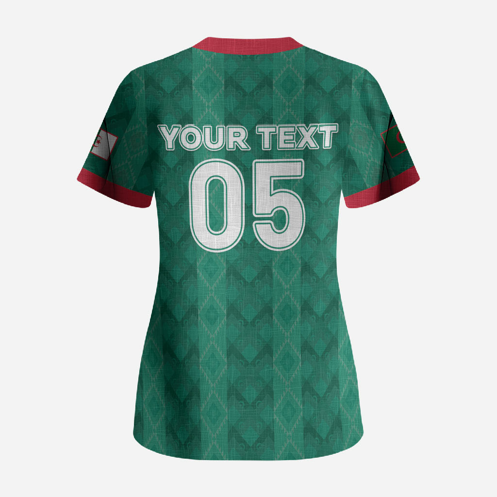 Custom Algeria Football 2026 Scrub Top Algerian Geometric Patterns