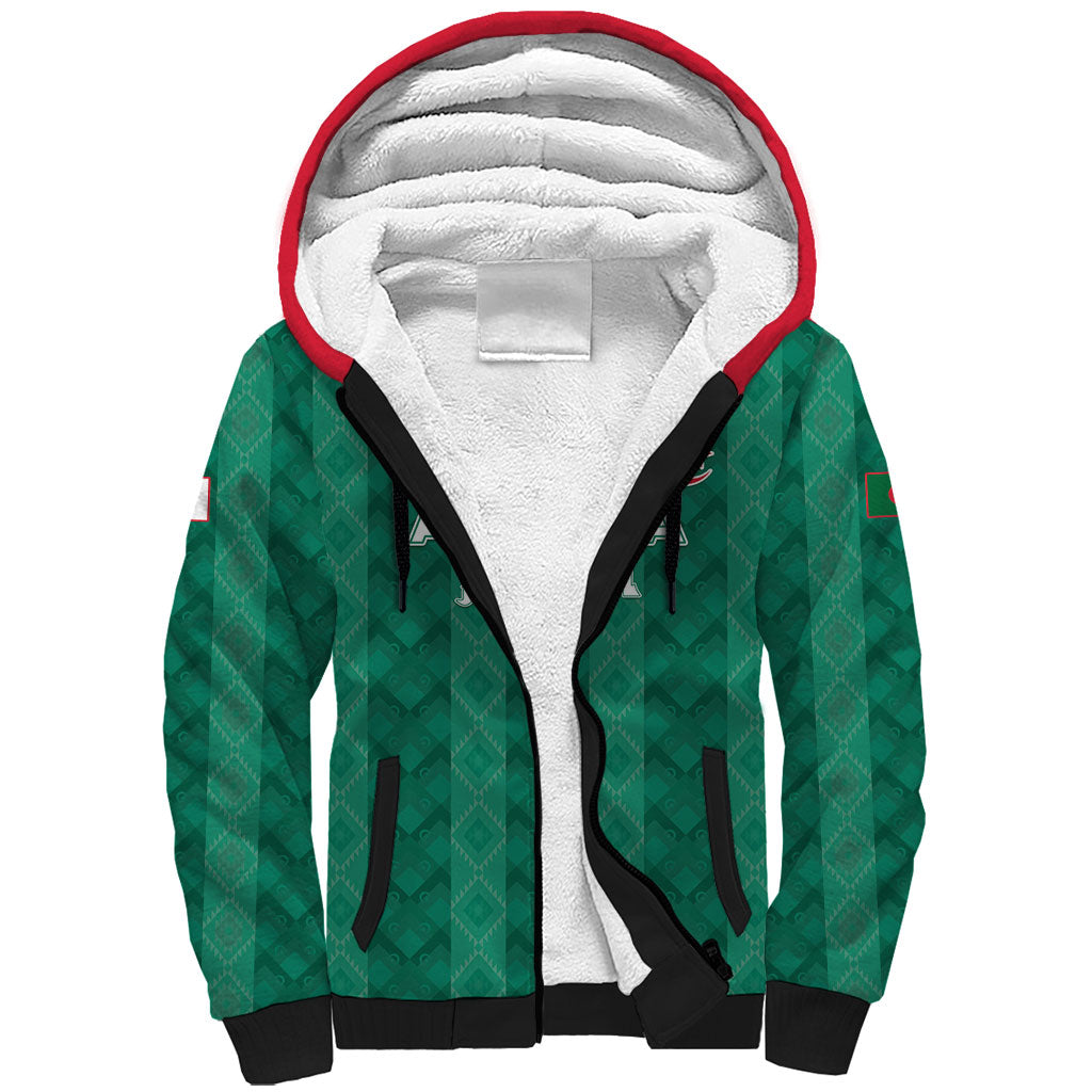 Custom Algeria Football 2026 Sherpa Hoodie Algerian Geometric Patterns