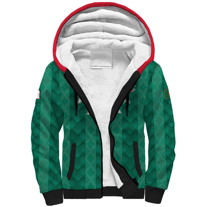 Custom Algeria Football 2026 Sherpa Hoodie Algerian Geometric Patterns