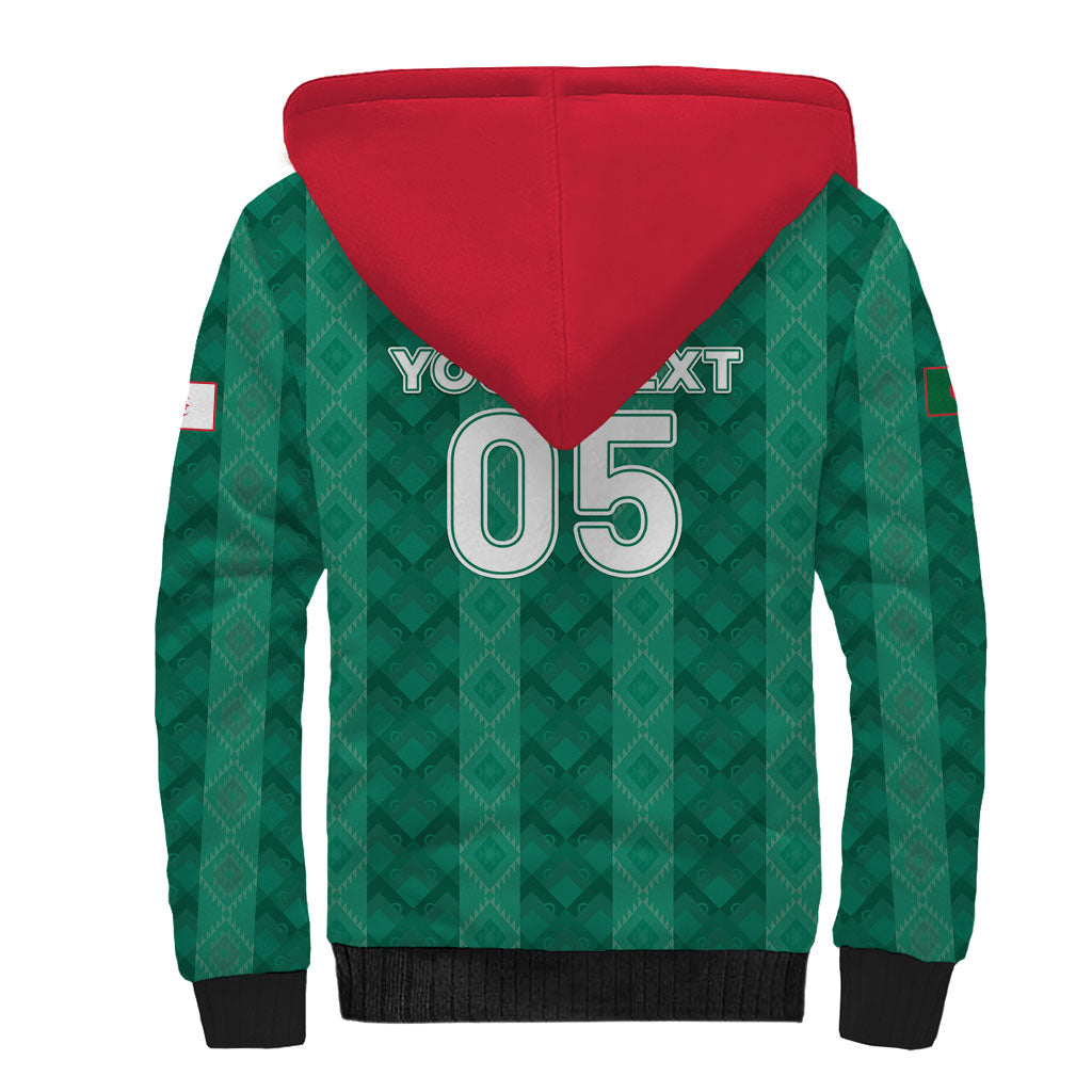 Custom Algeria Football 2026 Sherpa Hoodie Algerian Geometric Patterns