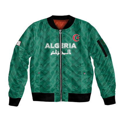 Custom Algeria Football 2026 Sleeve Zip Bomber Jacket Algerian Geometric Patterns