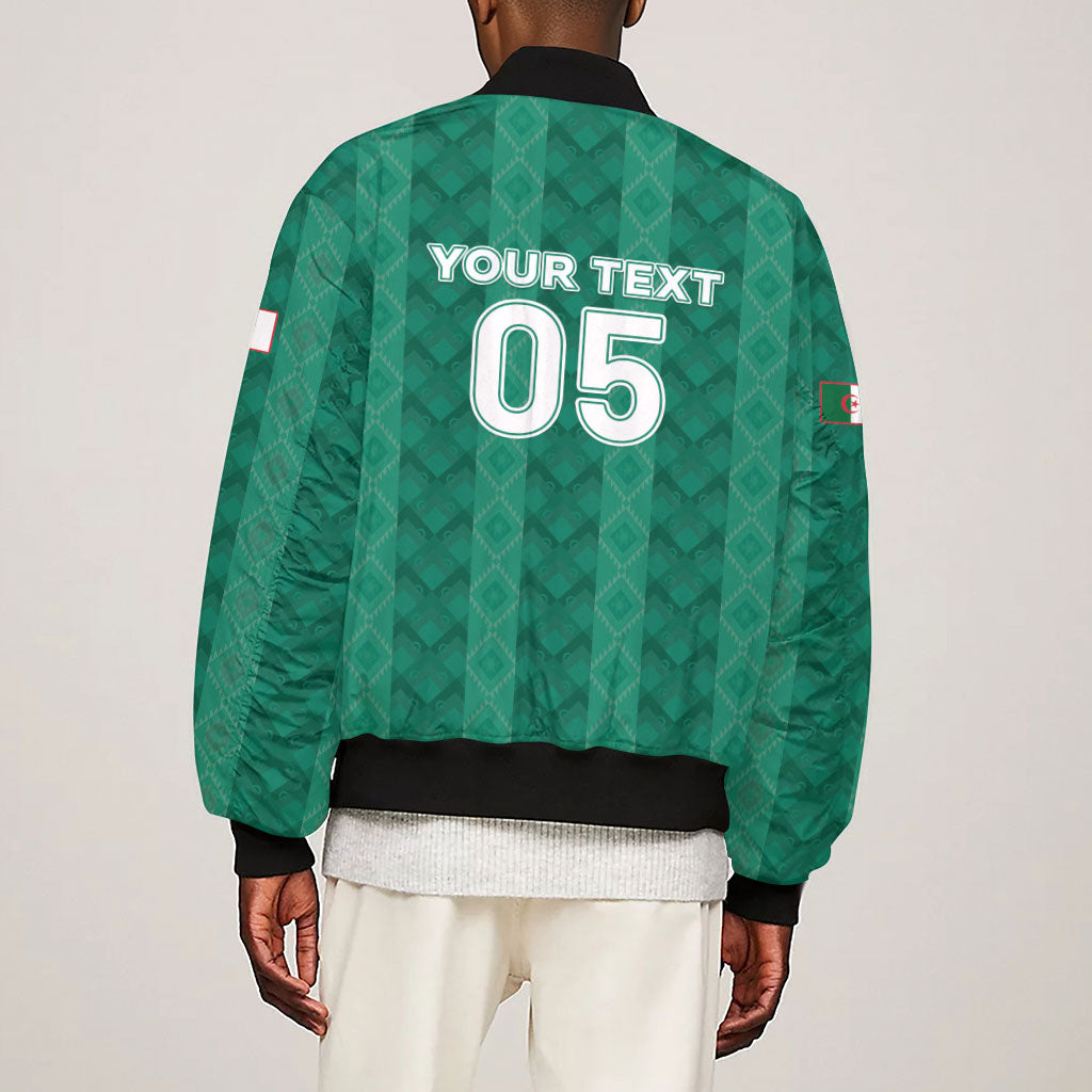 Custom Algeria Football 2026 Sleeve Zip Bomber Jacket Algerian Geometric Patterns