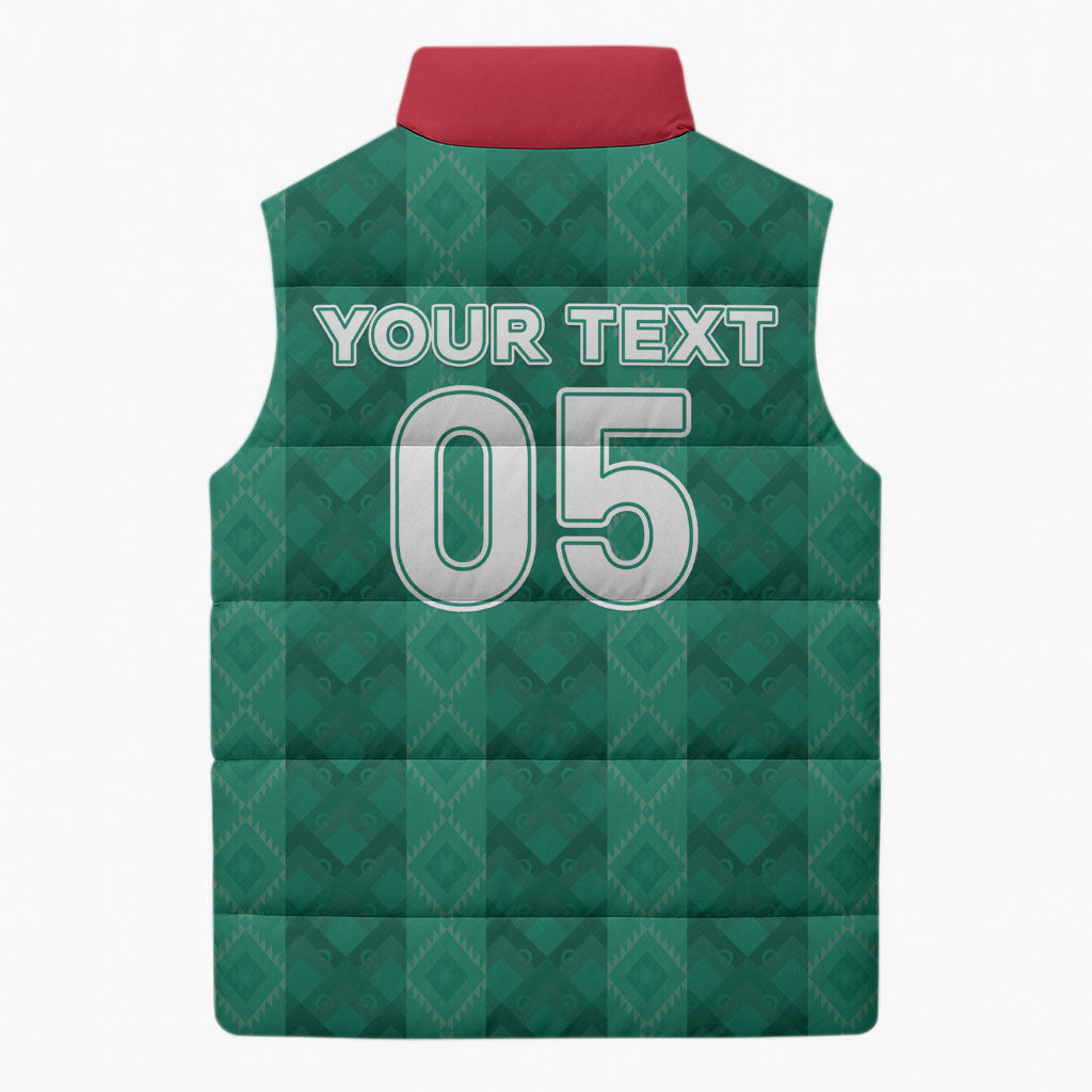 Custom Algeria Football 2026 Sleeveless Puffer Jacket Algerian Geometric Patterns