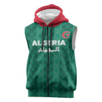Custom Algeria Football 2026 Sleeveless Zip Hoodie Algerian Geometric Patterns