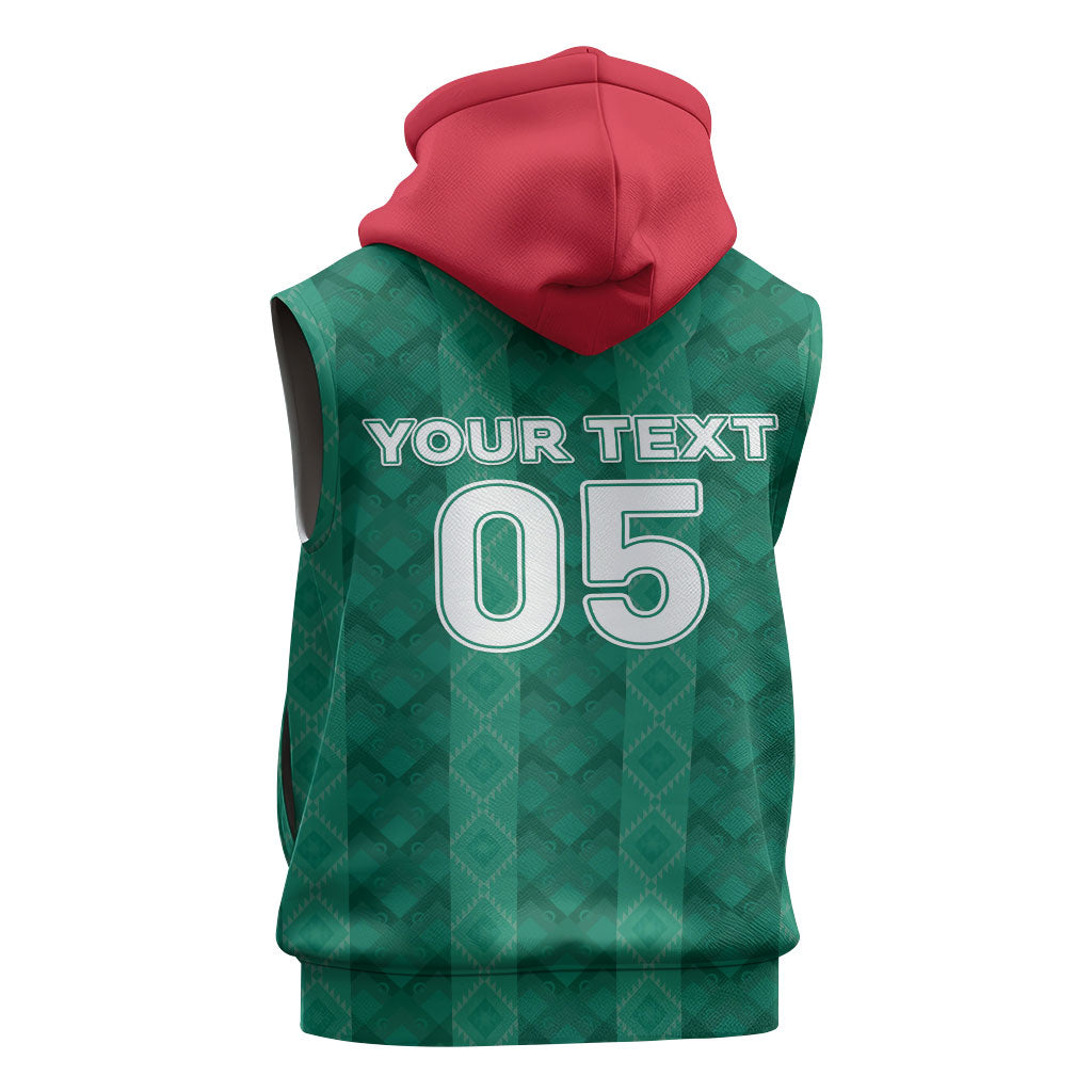 Custom Algeria Football 2026 Sleeveless Zip Hoodie Algerian Geometric Patterns
