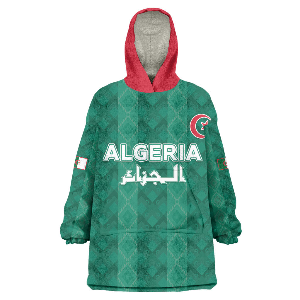 Custom Algeria Football 2026 Wearable Blanket Hoodie Algerian Geometric Patterns