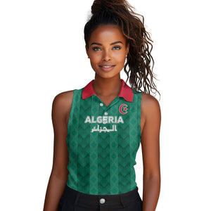 Custom Algeria Football 2026 Women Sleeveless Polo Shirt Algerian Geometric Patterns
