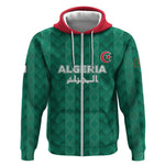 Custom Algeria Football 2026 Zip Hoodie Algerian Geometric Patterns