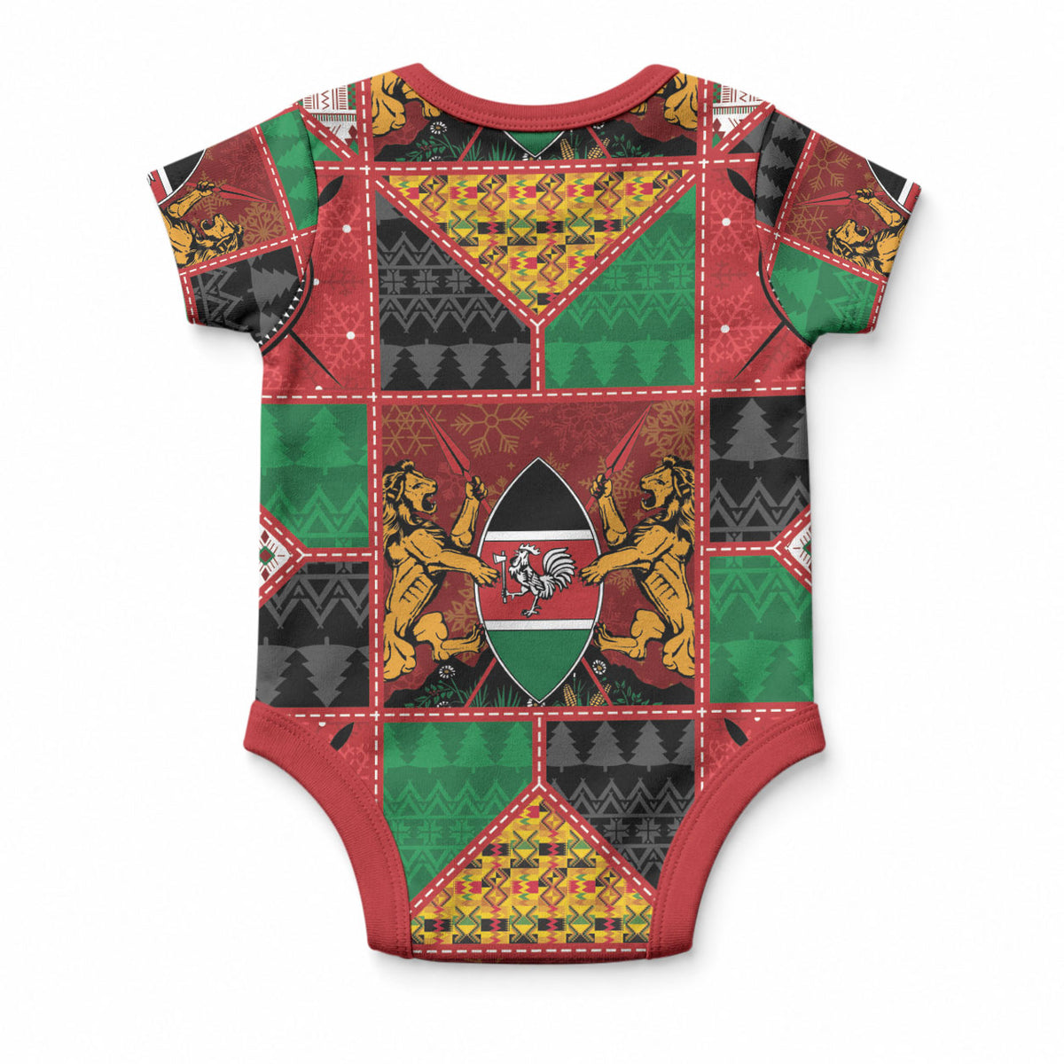 Kenya Christmas Baby Onesie Patchwork Style