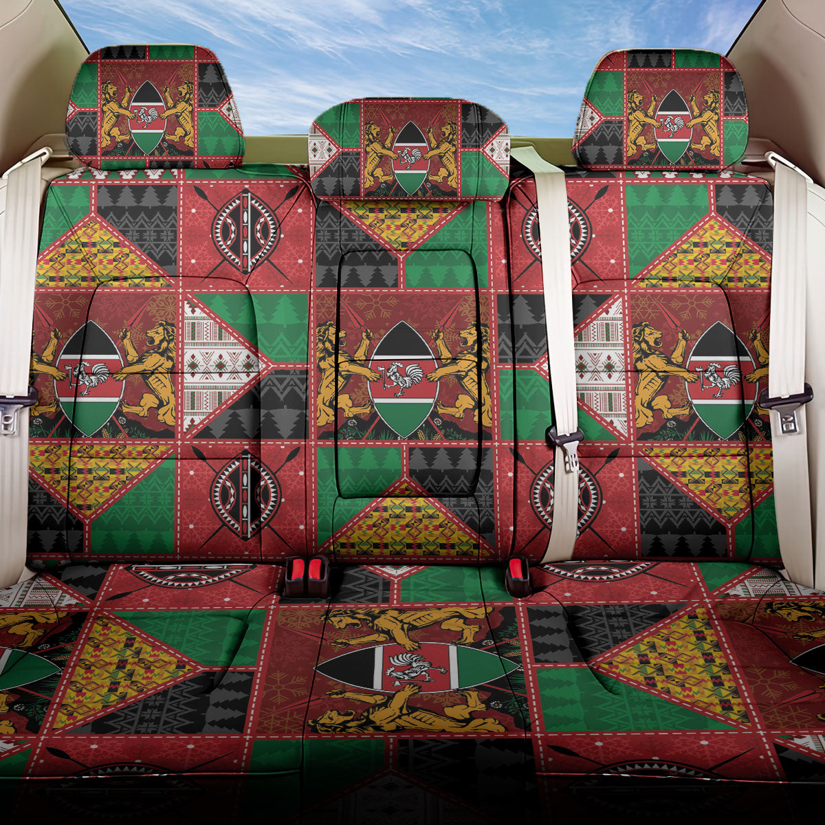 Kenya Christmas Back Car Seat Cover Patchwork Style
