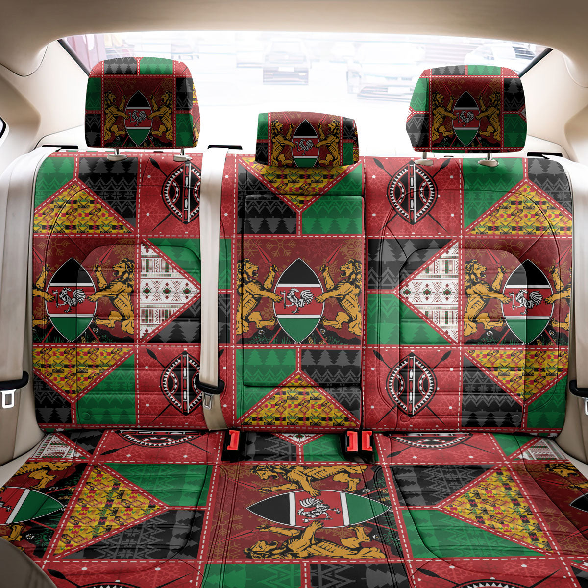 Kenya Christmas Back Car Seat Cover Patchwork Style