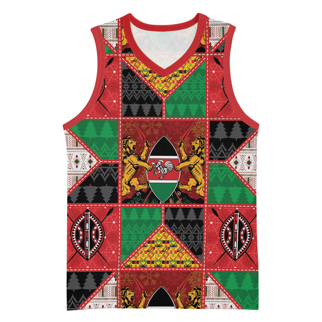 Kenya Christmas Basketball Jersey Patchwork Style