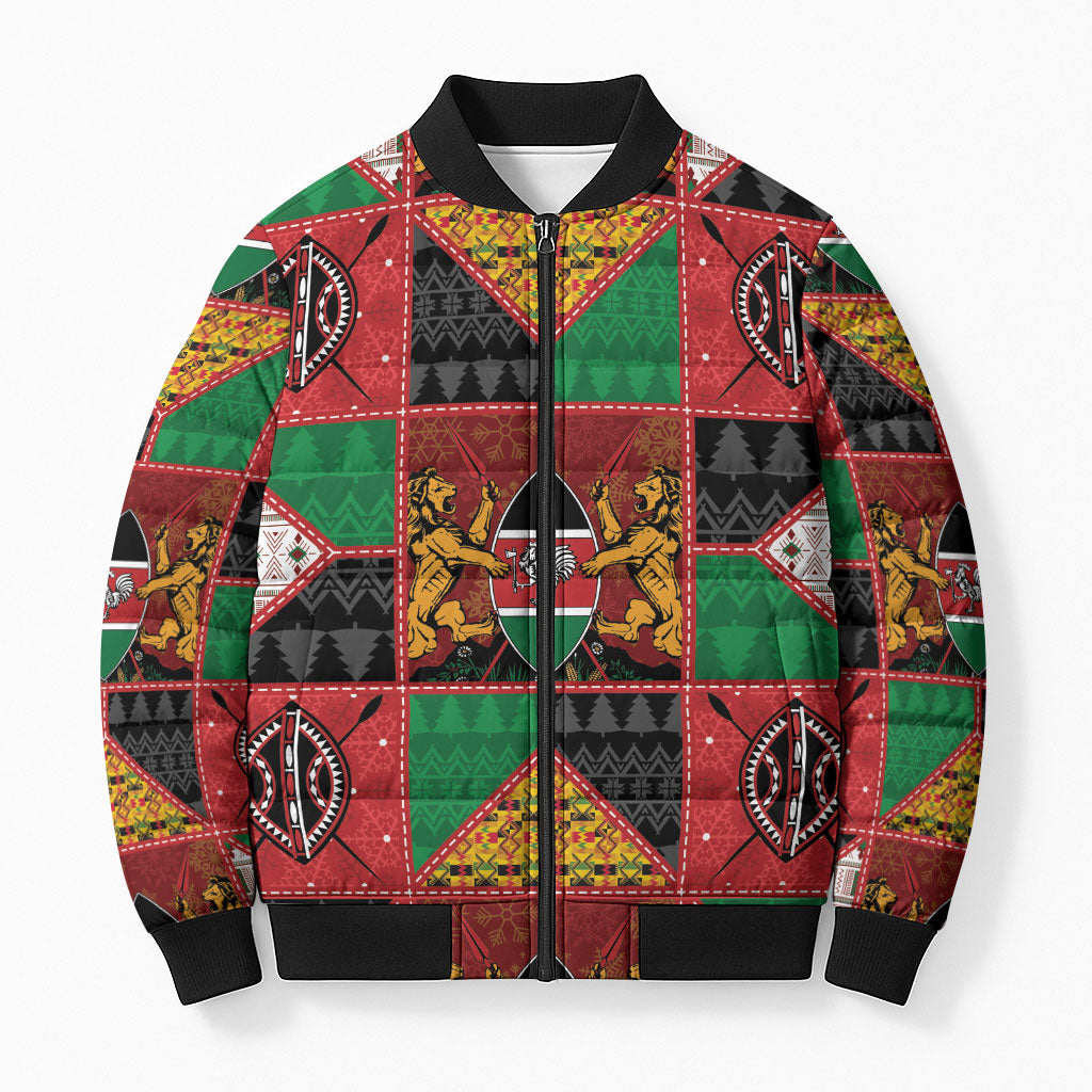 Kenya Christmas Bomber Puffer Jacket Patchwork Style