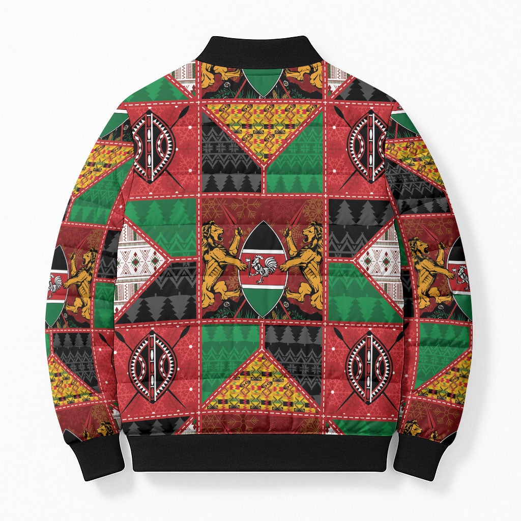 Kenya Christmas Bomber Puffer Jacket Patchwork Style