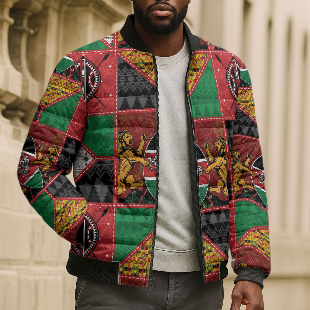 Kenya Christmas Bomber Puffer Jacket Patchwork Style