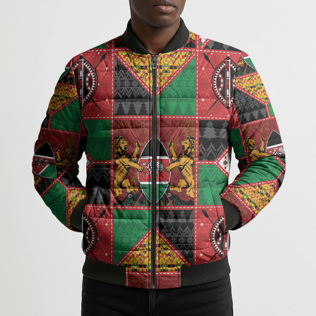 Kenya Christmas Bomber Puffer Jacket Patchwork Style
