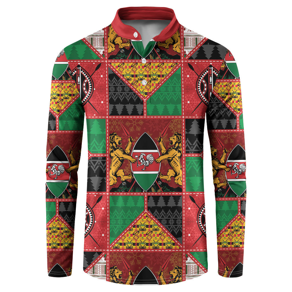 Kenya Christmas Button Sweatshirt Patchwork Style