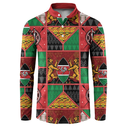 Kenya Christmas Button Sweatshirt Patchwork Style