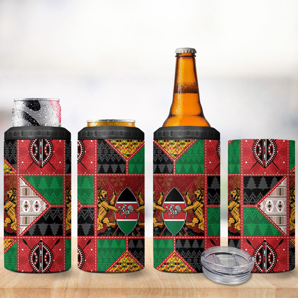 Kenya Christmas 4 in 1 Can Cooler Tumbler Patchwork Style