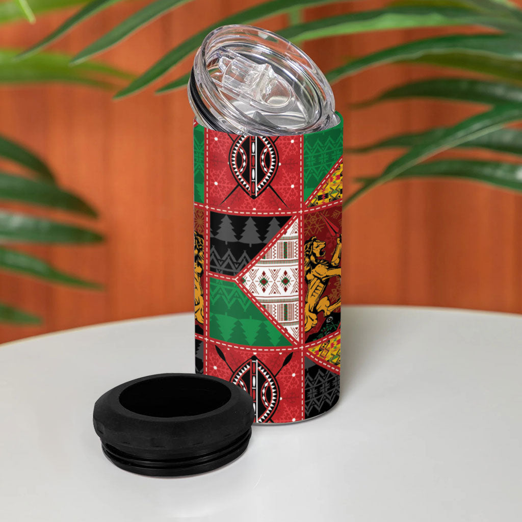 Kenya Christmas 4 in 1 Can Cooler Tumbler Patchwork Style