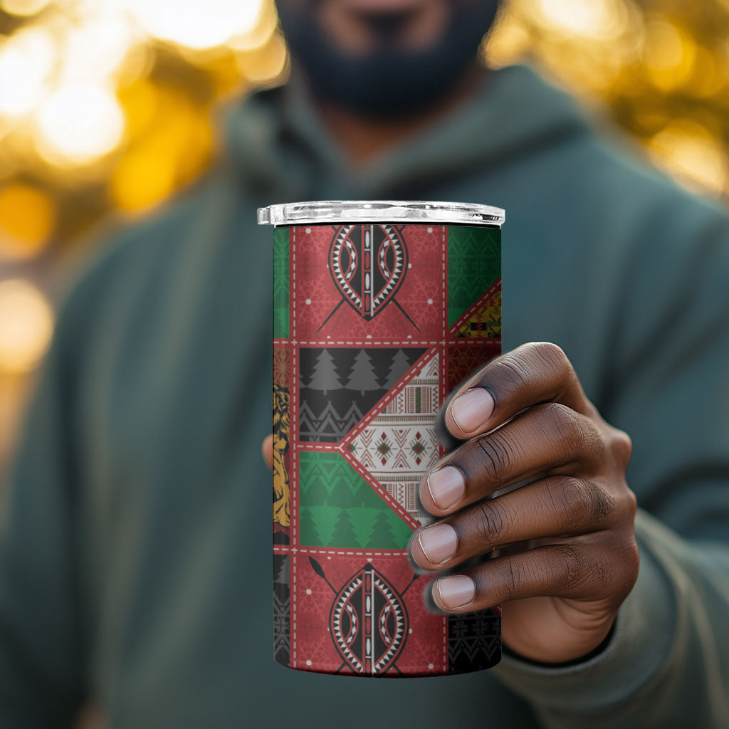 Kenya Christmas 4 in 1 Can Cooler Tumbler Patchwork Style