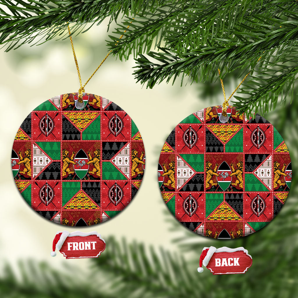 Kenya Christmas Ceramic Ornament Patchwork Style
