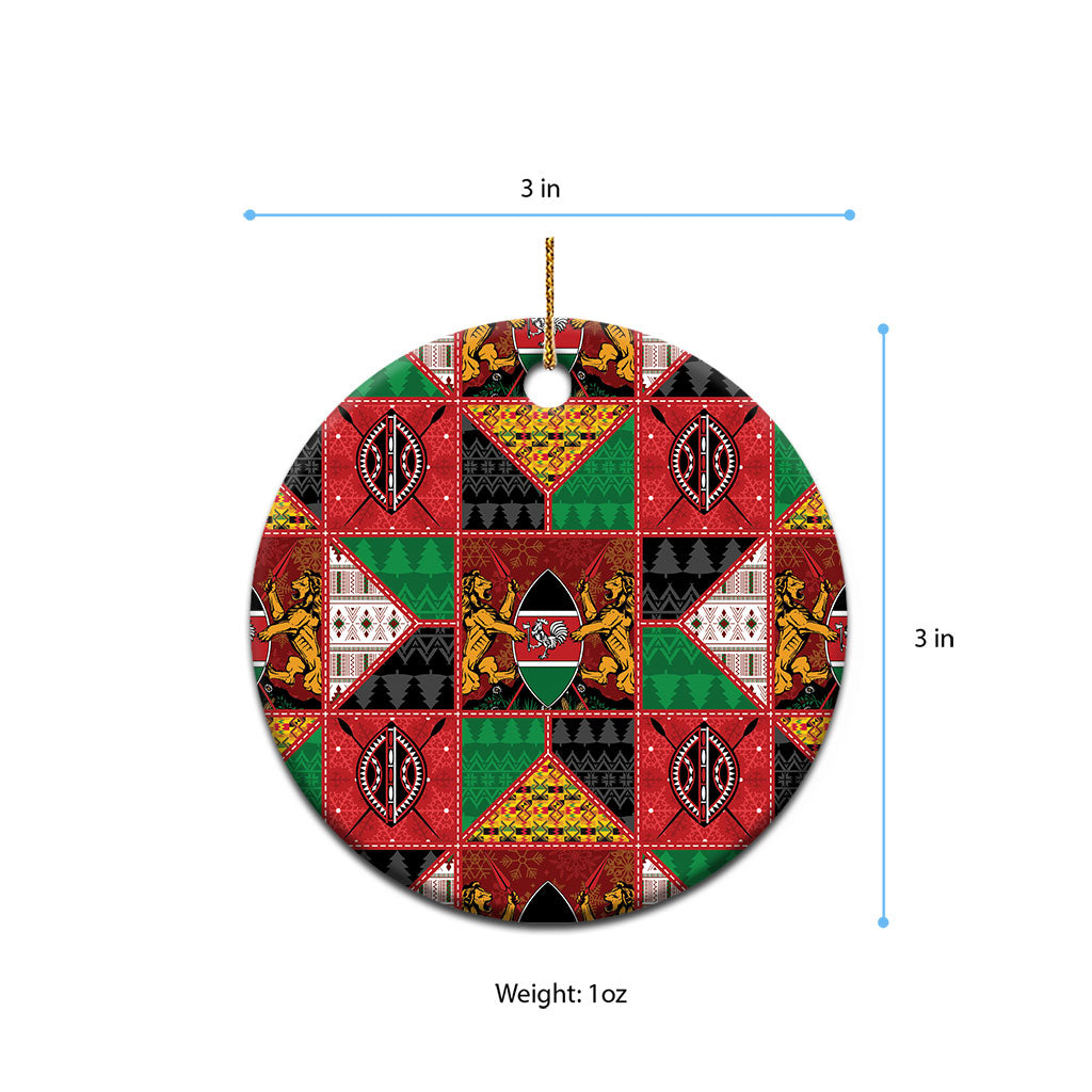 Kenya Christmas Ceramic Ornament Patchwork Style