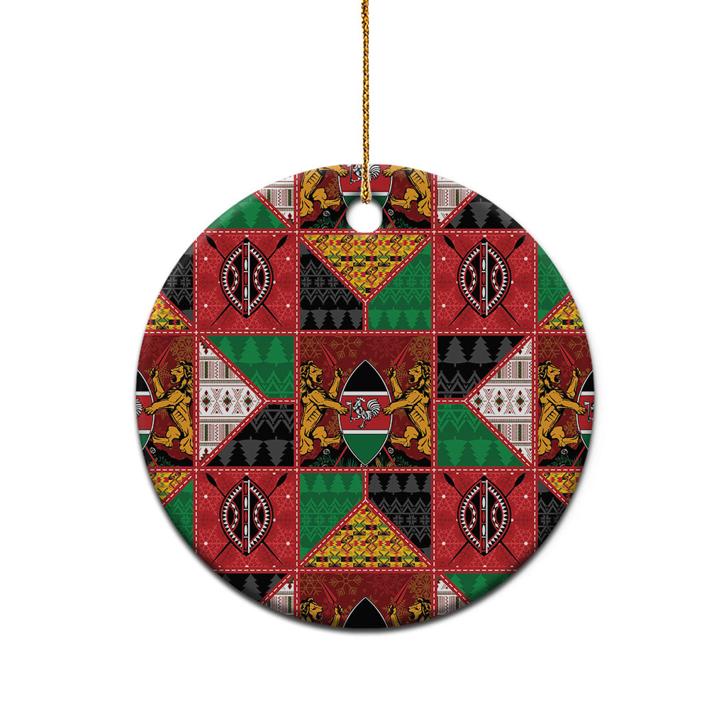 Kenya Christmas Ceramic Ornament Patchwork Style