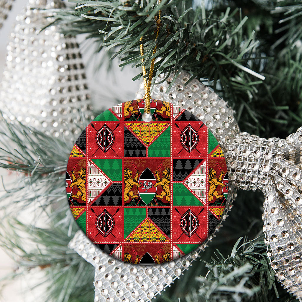 Kenya Christmas Ceramic Ornament Patchwork Style