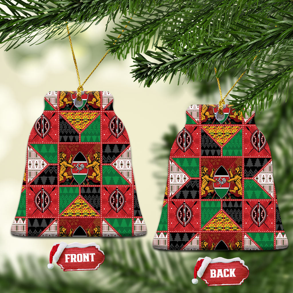 Kenya Christmas Ceramic Ornament Patchwork Style