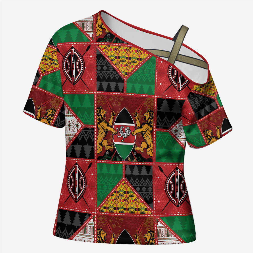 Kenya Christmas Cross Shoulder Shirt Patchwork Style