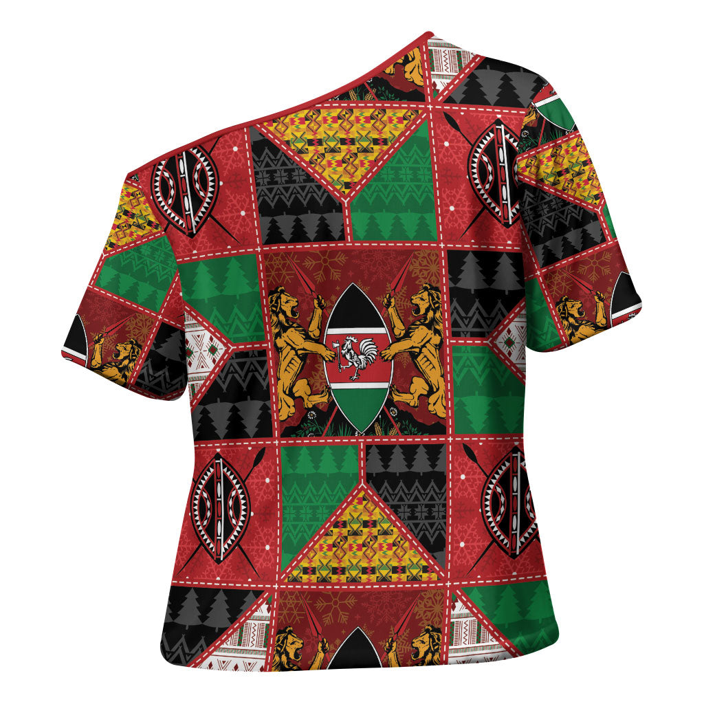 Kenya Christmas Cross Shoulder Shirt Patchwork Style