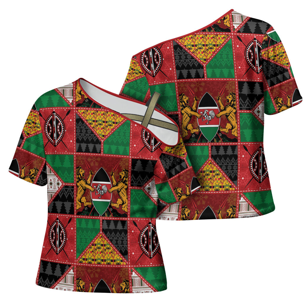 Kenya Christmas Cross Shoulder Shirt Patchwork Style