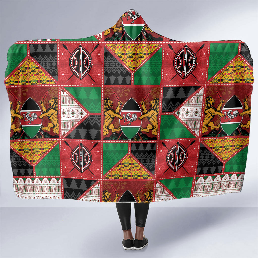 Kenya Christmas Hooded Blanket Patchwork Style
