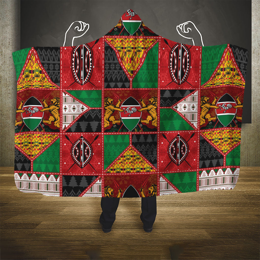 Kenya Christmas Hooded Blanket Patchwork Style