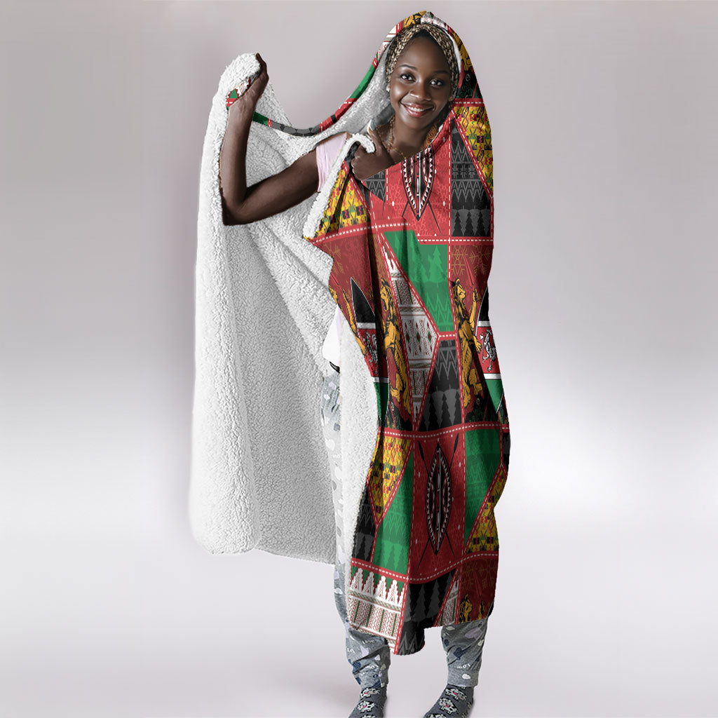 Kenya Christmas Hooded Blanket Patchwork Style