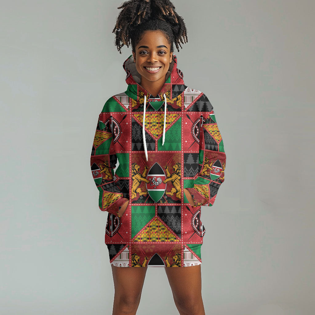 Kenya Christmas Hoodie Dress Patchwork Style