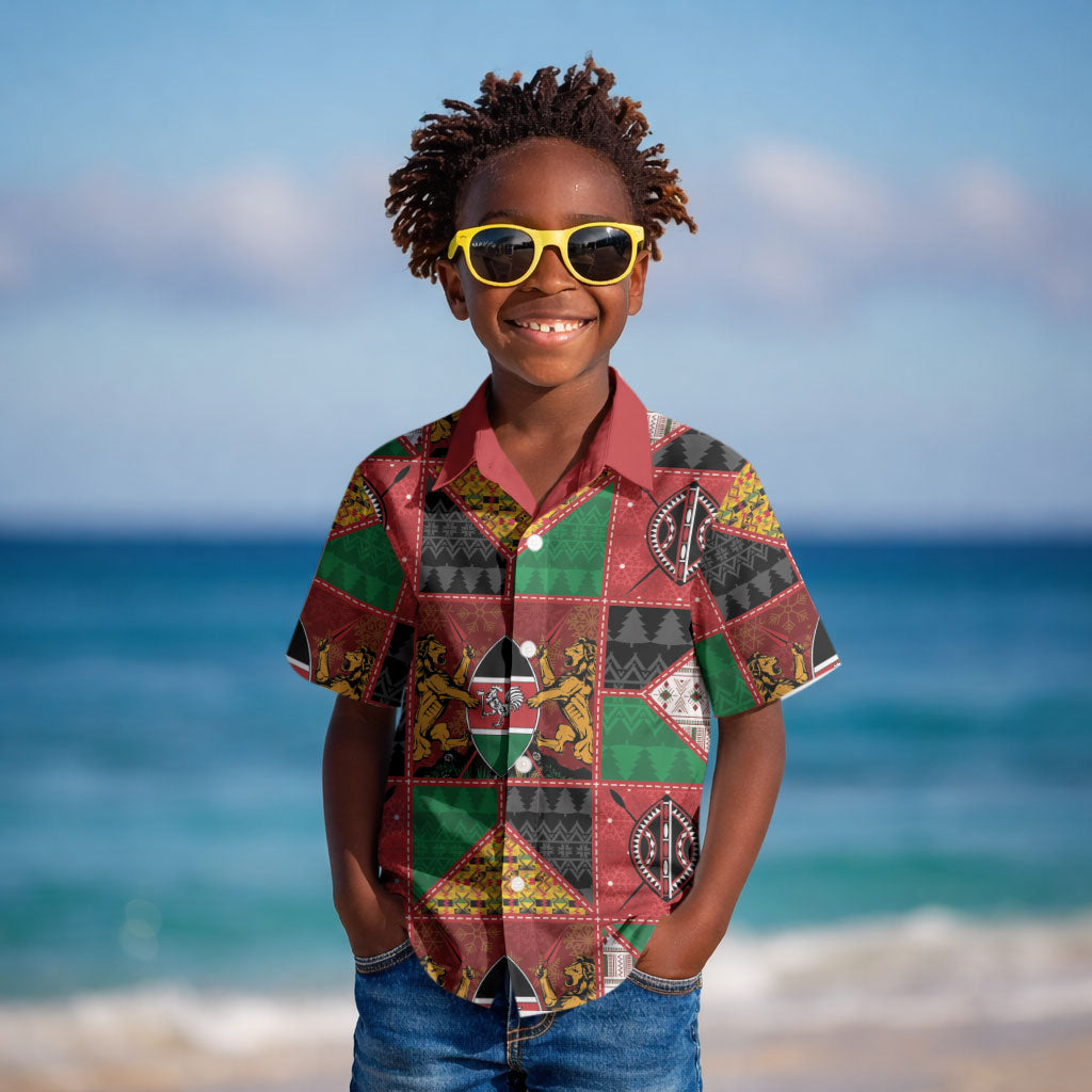 Kenya Christmas Kid Hawaiian Shirt Patchwork Style
