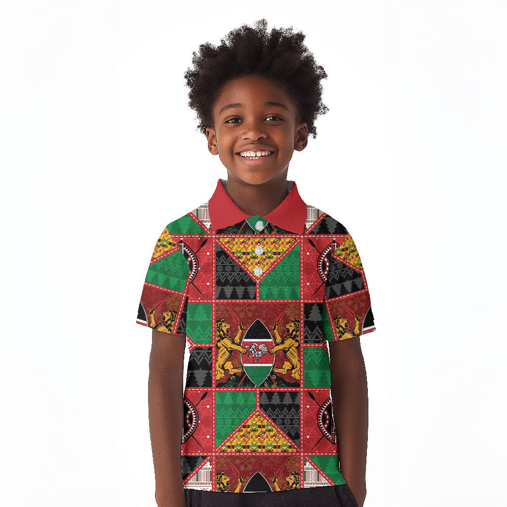 Kenya Christmas Kid Polo Shirt Patchwork Style