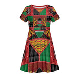 Kenya Christmas Kid Short Sleeve Dress Patchwork Style