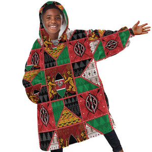Kenya Christmas Kid Wearable Blanket Hoodie Patchwork Style