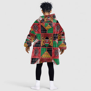 Kenya Christmas Kid Wearable Blanket Hoodie Patchwork Style