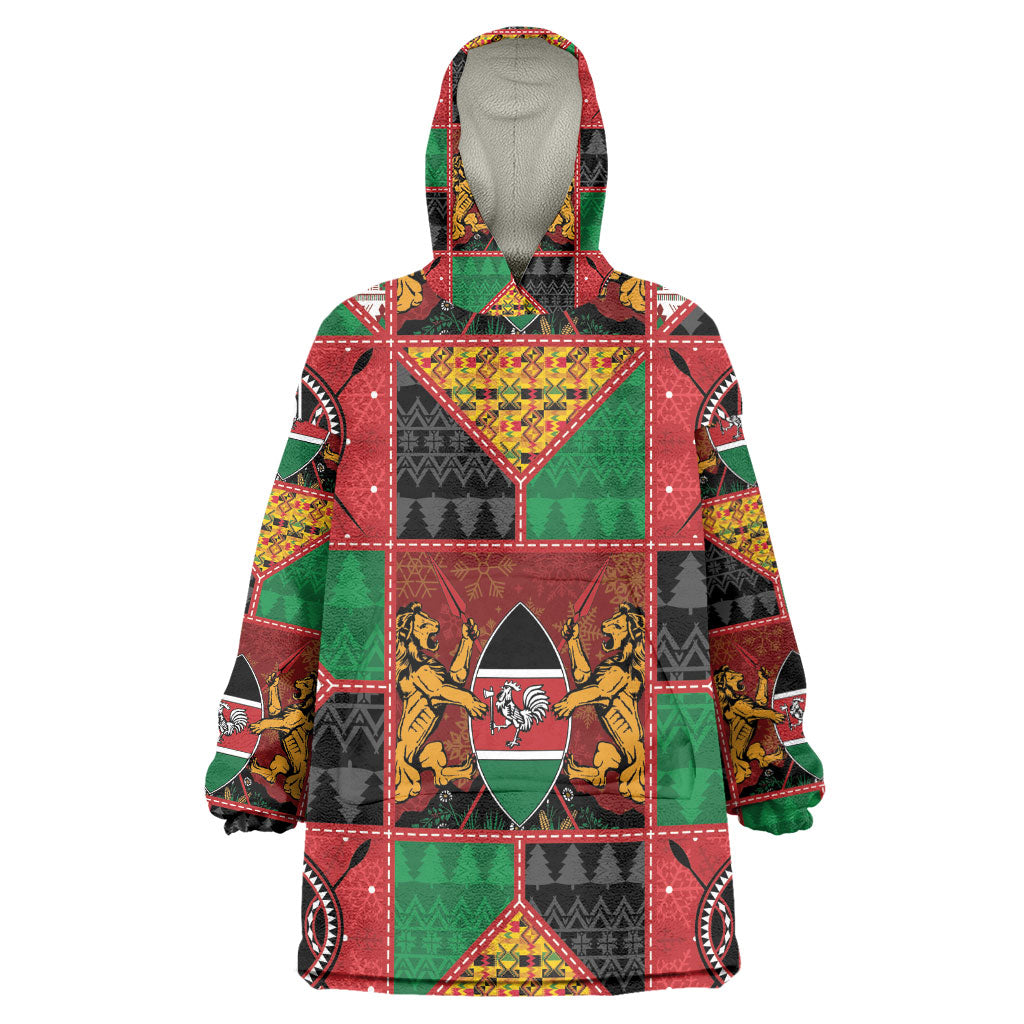 Kenya Christmas Kid Wearable Blanket Hoodie Patchwork Style